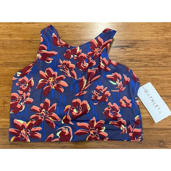 ATHLETA Conscious Crop Printed Floral Retail NWT $64 Sz. Medium‎ Gorpcore Yoga - Picture 1 of 4